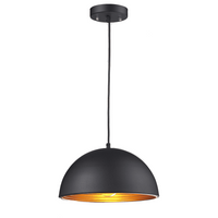 Lampara Colgante en Acabado Negro con Interior Naranja Uso Interior