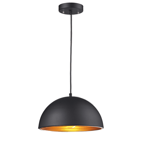 Lampara Colgante en Acabado Negro con Interior Naranja Uso Interior