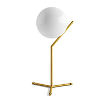 Lámpara de Lujo para Mesa en Acabado Oro con Esfera de Cristal Opalino