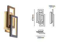 Lámpara de Lujo para Pared en Acabado Oro, Negro y Café con Led Integrado