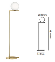 Lámpara de Lujo para Piso en Acabado Oro con Esfera en Cristal Opalino