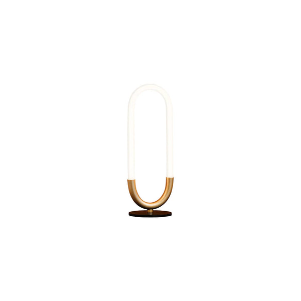Lampara de Mesa de Lujo en Acabado Negro con Oro y Led Integrado