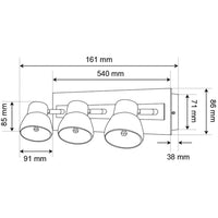 Lámpara de Pared para 3 Focos con LED Integrado de 15 W  en Luz Cálida Acabado Cromado