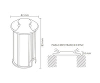 Lámpara de Piso Empotrable en Acabado Negro para Uso Interior/Exterior Luz Calida