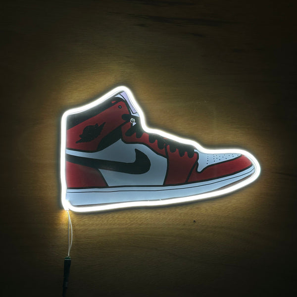 Letrero De Tenis Jordan en Vinil con Luz Led Neon en Color Blanco