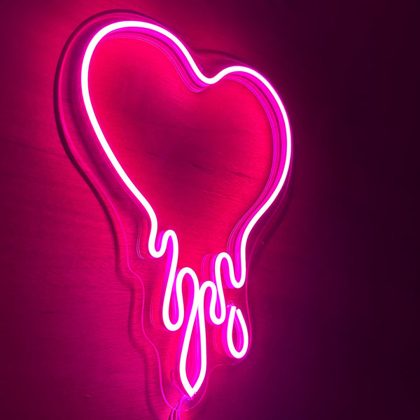 Letrero Led Neón en Forma de Corazón en Color Rosa