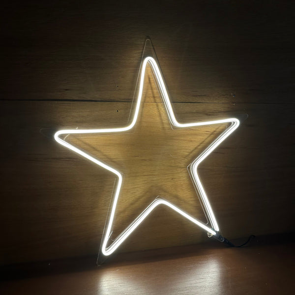 Letrero Led Neón en Forma de Estrella en Luz Cálida