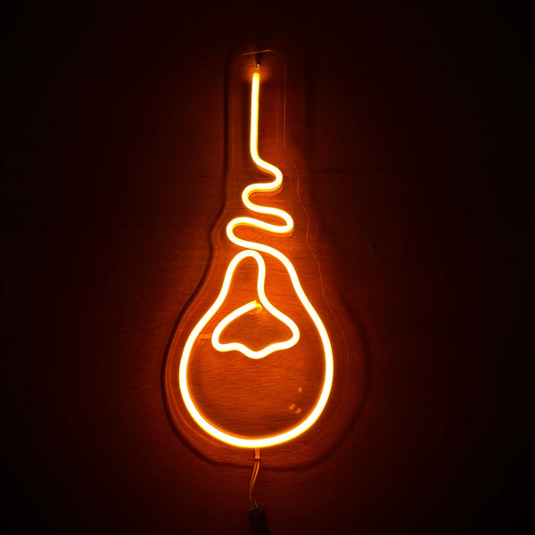 Letrero Led Neon en Forma de Foco en Color Amarillo