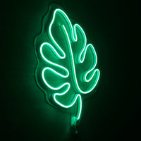 Letrero Led Neón en Forma de Hoja en Color Verde