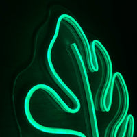 Letrero Led Neón en Forma de Hoja en Color Verde
