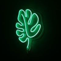 Letrero Led Neón en Forma de Hoja en Color Verde