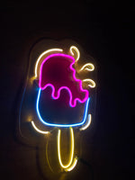 Letrero Led Neón en Forma de Paleta en Luz Cálida, Azul, Amarillo y Rosa