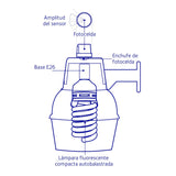 Luminaria Suburbana Metálica de 65W Sensor de Luz