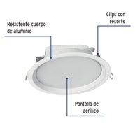 Luminario LED de 12W Empotrado Redondo en Luz Cálida