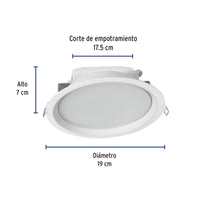 Luminario LED de 12W Empotrado Redondo en Luz Cálida