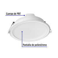 Luminario LED de 12W para Empotrar Redondo Luz de Día