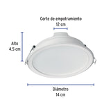 Luminario LED de 12W para Empotrar Redondo Luz de Día