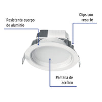 Luminario LED de 5W para Empotrar Redondo Luz Cálida