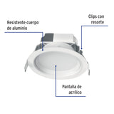 Luminario LED de 5W para Empotrar Redondo Luz Cálida