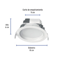 Luminario LED de 5W para Empotrar Redondo Luz Cálida