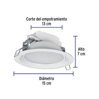 Luminario LED de 6W para Empotrar Redondo en Luz de Día