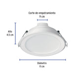 Luminario LED de 7W para Empotrar Redondo Luz de Día