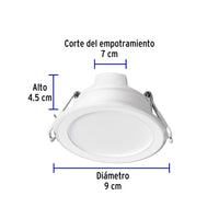 Luminario Led de 5W para Empotrar Redondo en Luz de Día