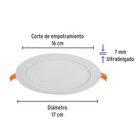 Luminario Ultra Delgado LED de 12W para Empotrar en Luz Cálida