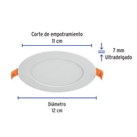 Luminario Ultra Delgado LED de 6W para Empotrar en Luz Cálida