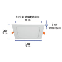 Luminario Ultra Delgado para Empotrar LED de 12W Luz Cálida