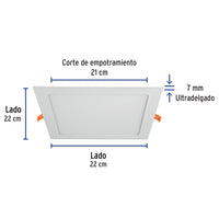 Luminario Ultra Delgado para Empotrar LED de 18W Luz Calida