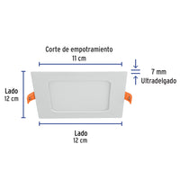 Luminario Ultra Delgado para Empotrar LED de 6W en Luz Cálida