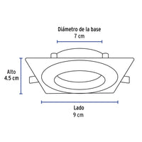 Luminario de LED 5W para Empotrar Cuadrado Blanco Spot Dirigible