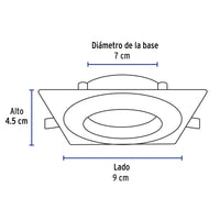 Luminario de LED 5W para Empotrar Cuadrado Cromo Mate Spot Dirigible