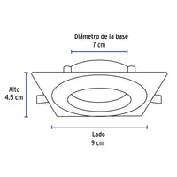 Luminario de LED 5W para Empotrar Cuadrado Negro Spot Dirigible