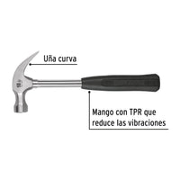 Martillo Pulido, 16 oz, Uña Curva, Mango Tubular