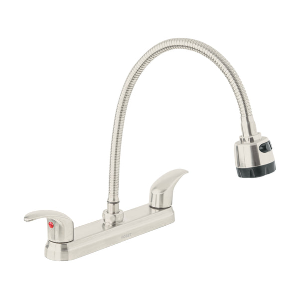Mezcladora 8" para Fregadero con Cuello Flexible en Color Satin