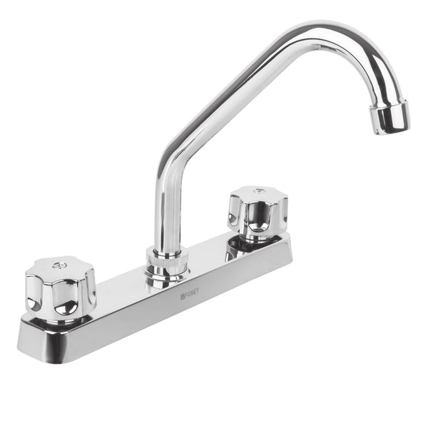 Mezcladora Plástica 8" para Fregadero Manerales Hexagonales Cuello Corto