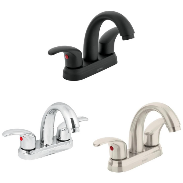 Mezcladoras 4" Para Lavabo en Forma de Nariz Curva Manerales Tipo Palanca Disponible en Color Negro Mate, Cromo y Satin (Modelo a Elegir)