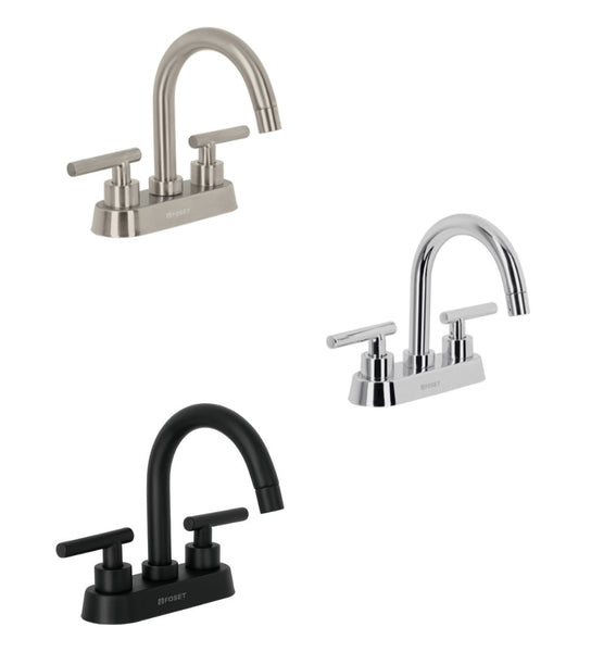 Mezcladoras 4" para Lavabo Cuello Curvo y Manerales Tipo Palanca Disponible en Color Negro Mate, Cromo y Satin (Modelo a Elegir)