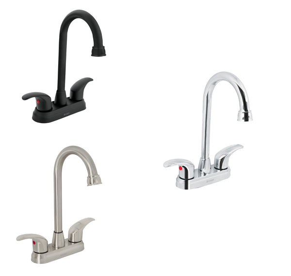 Mezcladoras 4" para Lavabo en Forma de Bar Manerales Tipo Palanca Disponible en Color Satin, Cromo y Negro Mate (Modelo a Elegir)