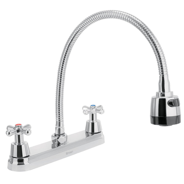 Mezcladoras 8" para Fregadero en Forma de Cuello Flexible Manerales Tipo Palanca y Cruceta (Modelo a Elegir)