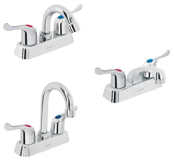 Mezcladoras Plasticas 4" para Lavabo en Acabado Cromado Disponible en Tipo Bar, Curvo y Nariz Corta Manerales de Palanca (Modelo a Elegir)