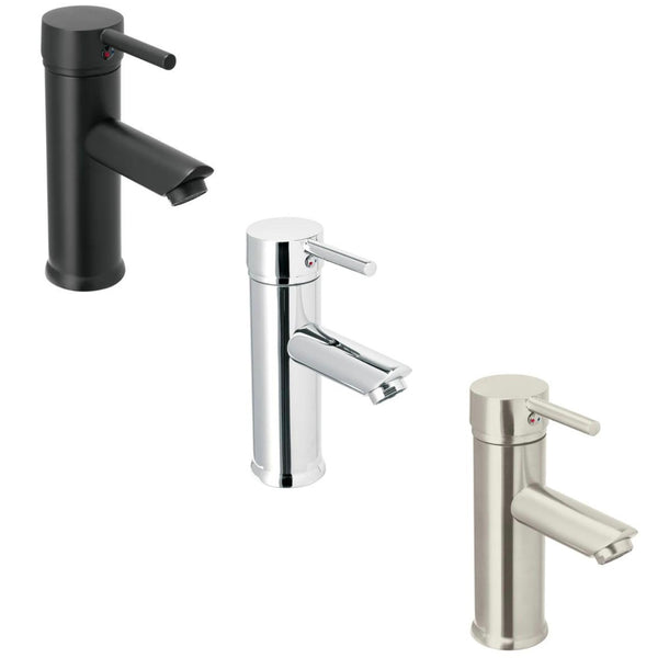 Monomando Corto para Lavabo Disponible en Color Cromo, Satin y Negro (Modelo a Elegir)
