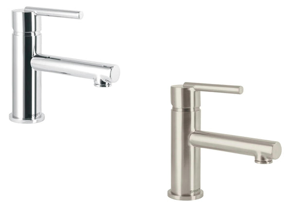 Monomandos para Lavabo Nariz Recta Cuello Corto Disponible en Color Cromo y Satin (Modelo a Elegir)