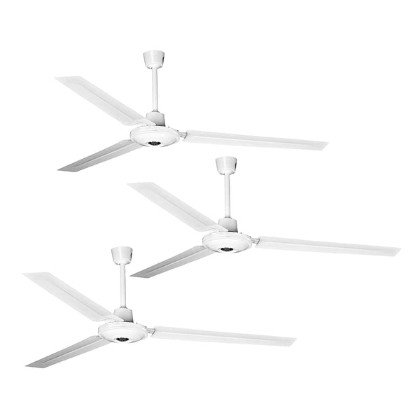 Paquete de 3 ventiladores industrial  de 56" en color blanco incluye control de velocidades