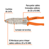Pinzas Pela Cable 10" de 20 a 10 AWG en Color Naranja