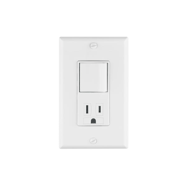 Placa Armada con Doble Contacto y Interruptor en Color Blanco