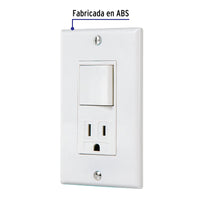 Placa Armada con Doble Contacto y Interruptor en Color Blanco