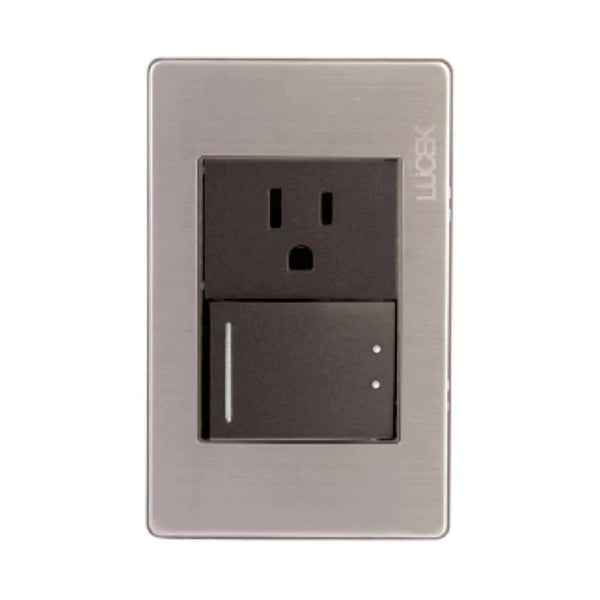 Placa Metálica con Interruptor de Escalera y Contacto